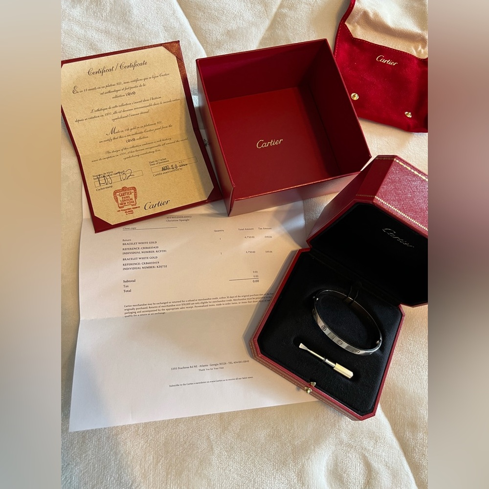 Cartier Love Bracelet White Gold size 19